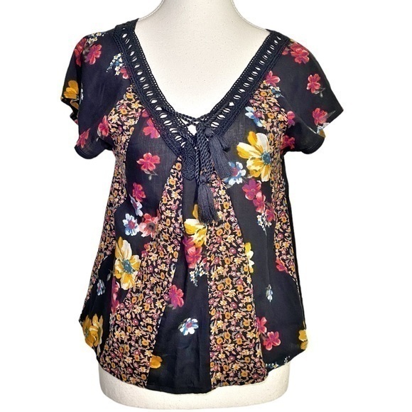 Hollister Tops - Hollister Y2K Baby Doll Patchwork Bohemian Floral Top